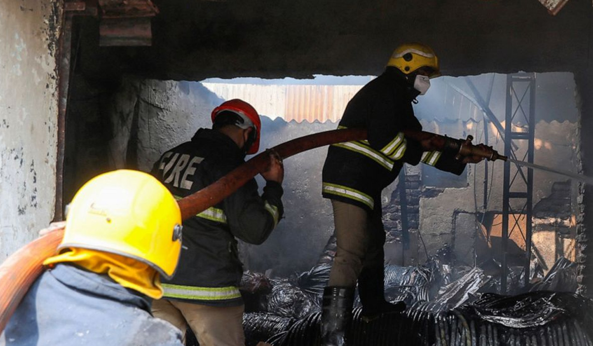 fire at scrap warehouse in India